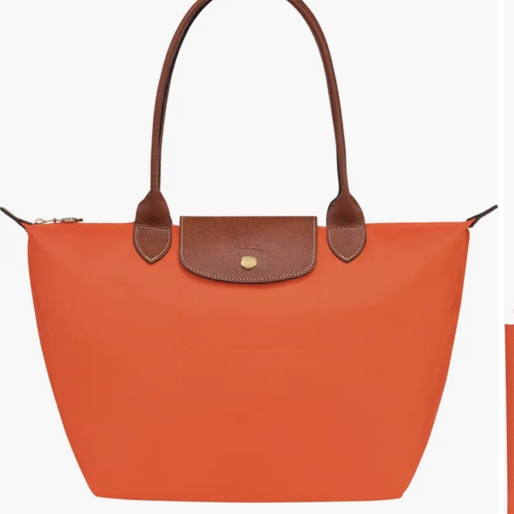 Medium Le Pliage Nylon Shoulder Tote Orange EUC